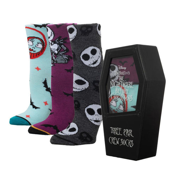 THE NIGHTMARE BEFORE CHRISTMAS COFFIN 3 PAIR CREW BOX SET