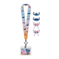 Angel And Stitch Snow Cone Lanyard With Card Holder And 4 Pins